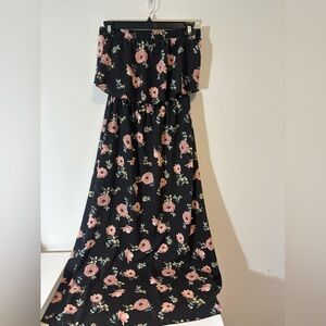 Wishful Park Women’s Large Sleeveless Maxi Dress Black Floral Cocktail Wedding